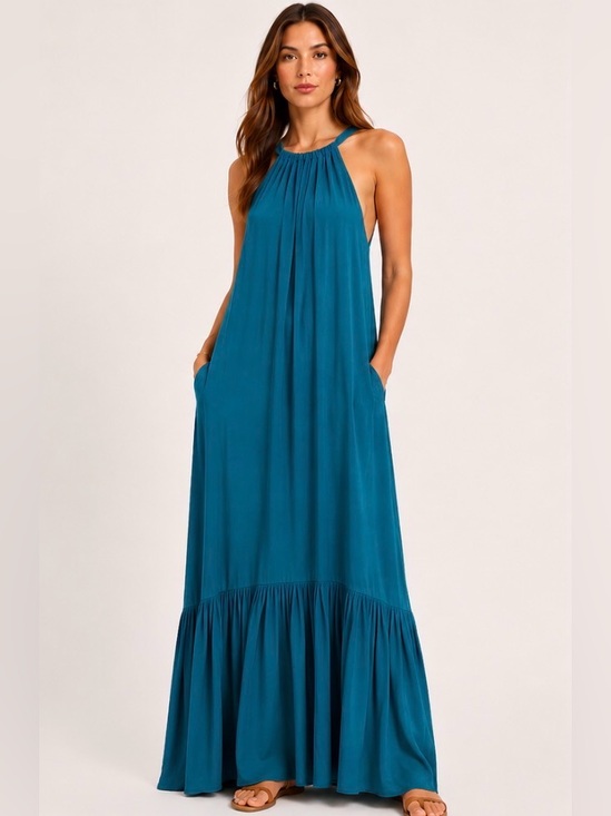 Banana Republic Factory Dresses & Skirts - Banana Republic Factory Teal Tie Back Maxi Dress Pockets Sleeveless Medium NWT